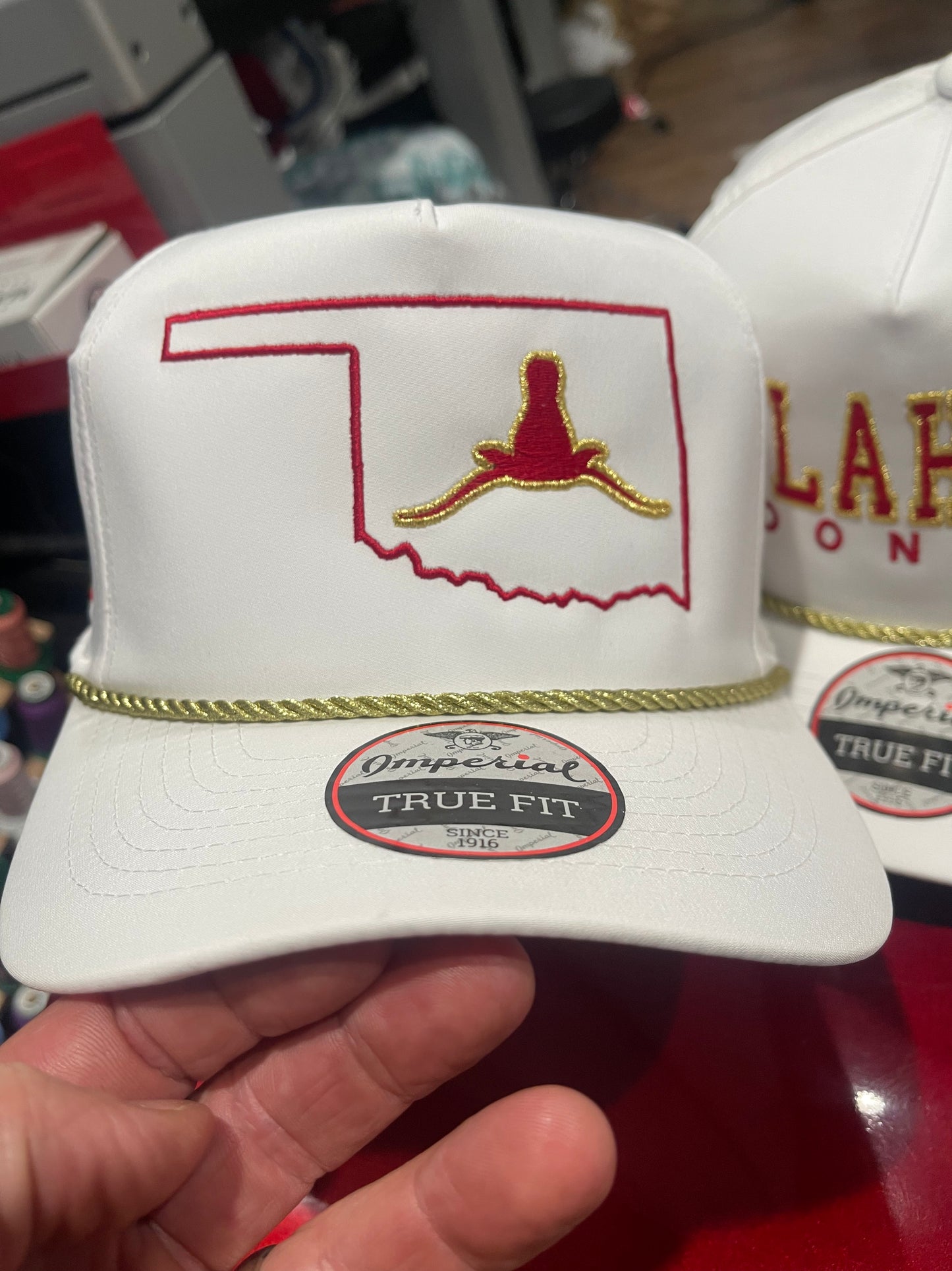 Beat Texas Horns Down Imperial gold series golf hat