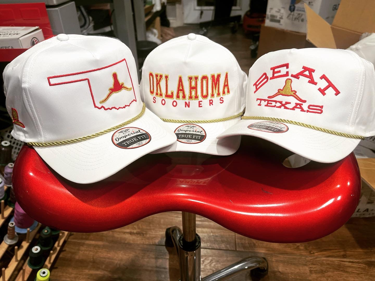 Beat Texas Horns Down Imperial gold series golf hat
