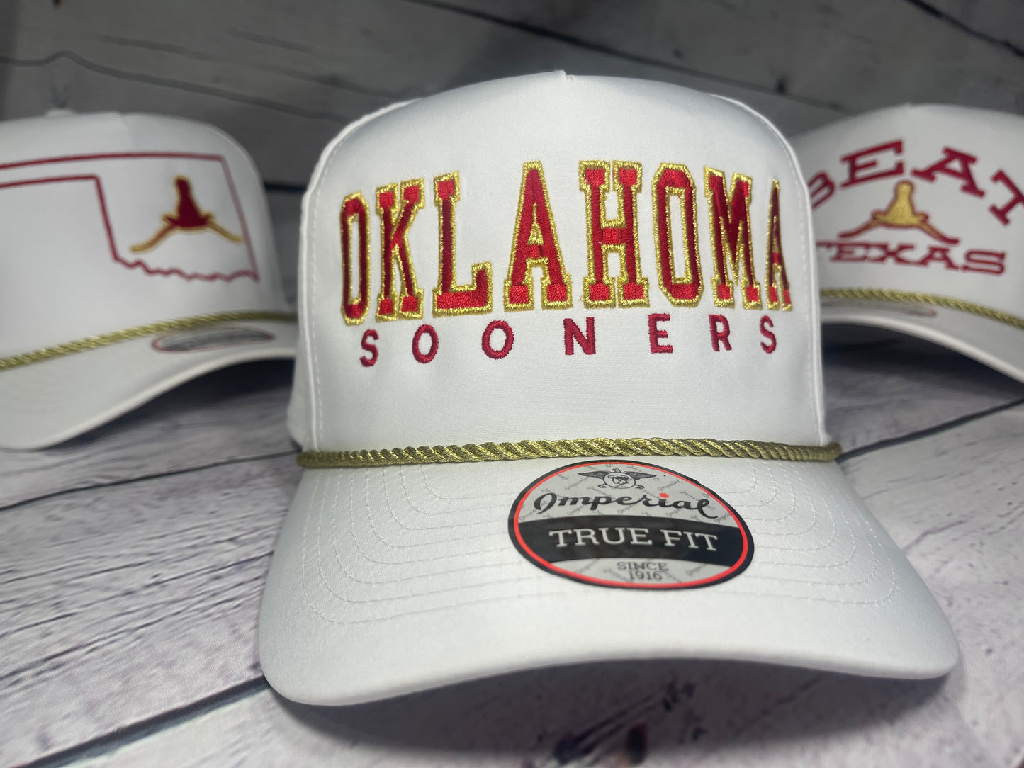 Beat Texas Horns Down Imperial gold series golf hat