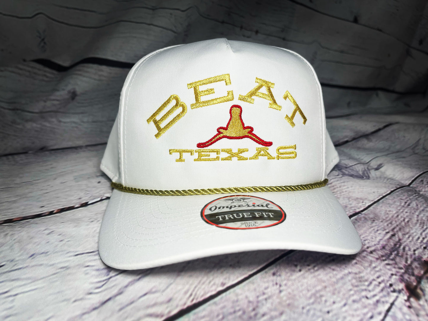 Beat Texas Horns Down Imperial gold series golf hat